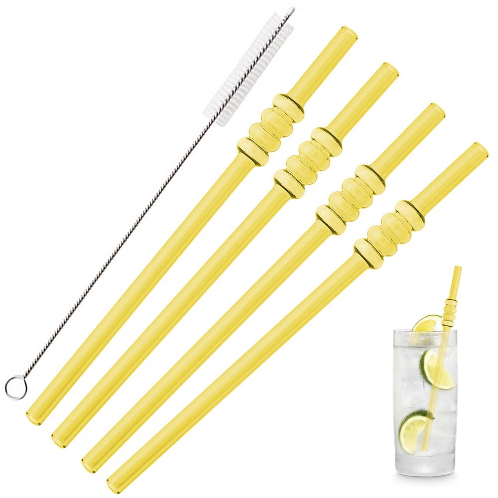 

Набор соломинок из боросиликатного стекла, многоразовые экологически чистые соломинки для коктейлей, смузи, барные аксессуары, соломинки с кисточкой золотой