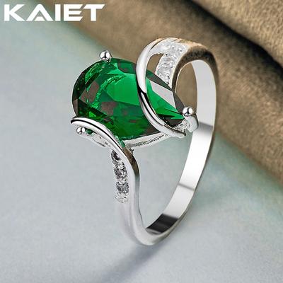 925 Silver Water Drop Crystal 7-10 Ring Charm Accessories For Women Jewelry