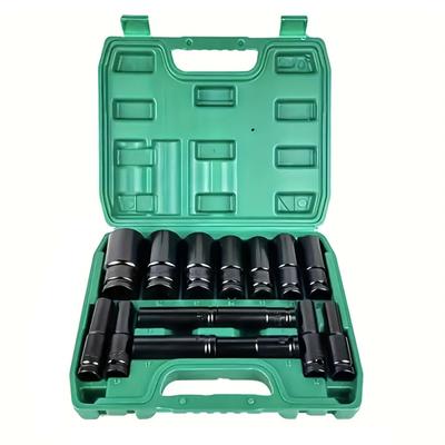 15pcs 1/2 Inch Hex Impact Wrench Sockets Black Finish Heavy Duty Socket Set Carbon Steel Deep Sleeve For Auto Repair