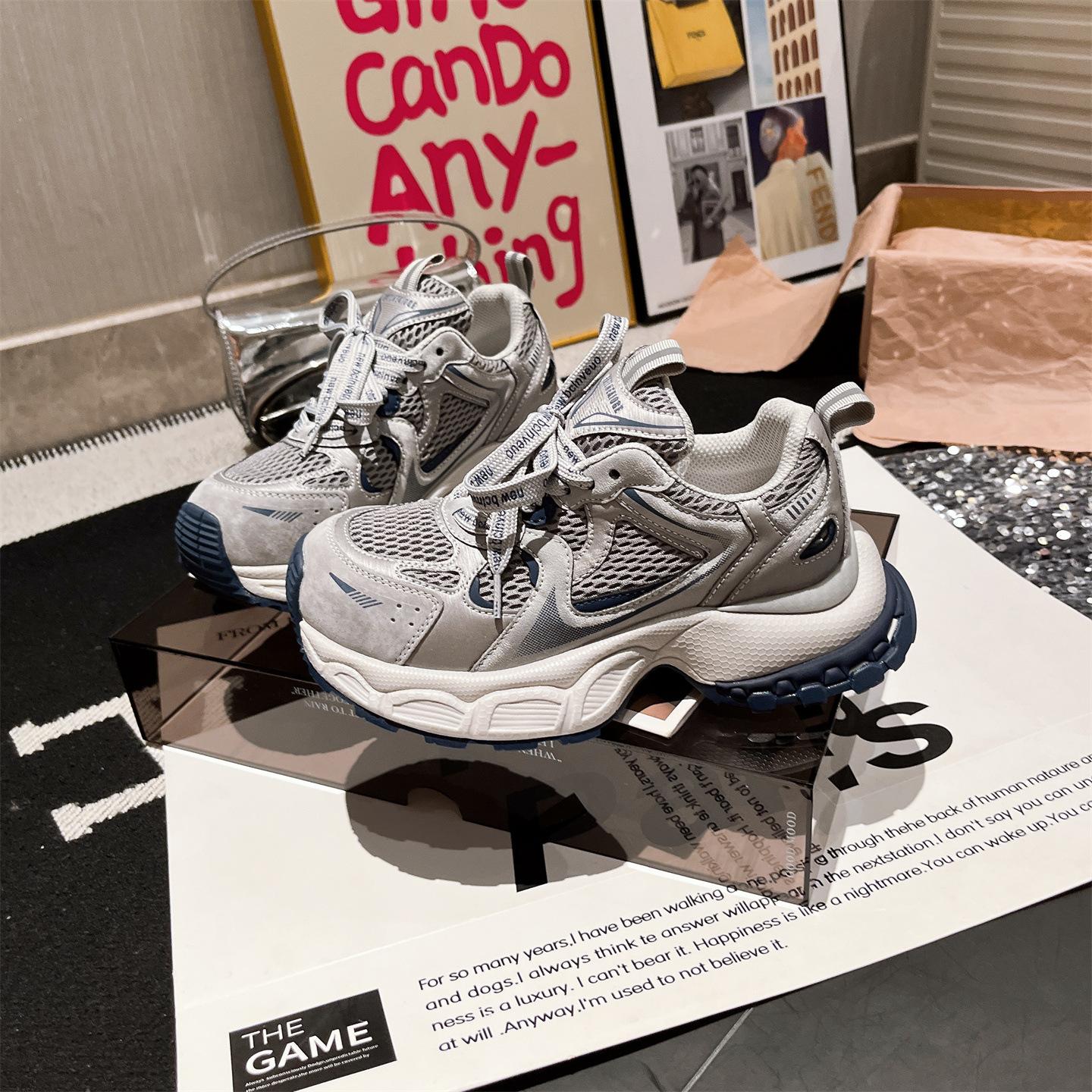 

2025 autumn new silver casual feet small sports shoes dad shoes retro student shoes versatile popular women s shoes 35