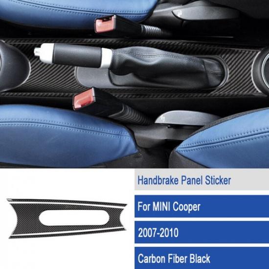 3Pcs Black Carbon Fiber Interior Handbrake Base Cover Trim For Mini Cooper 07-10