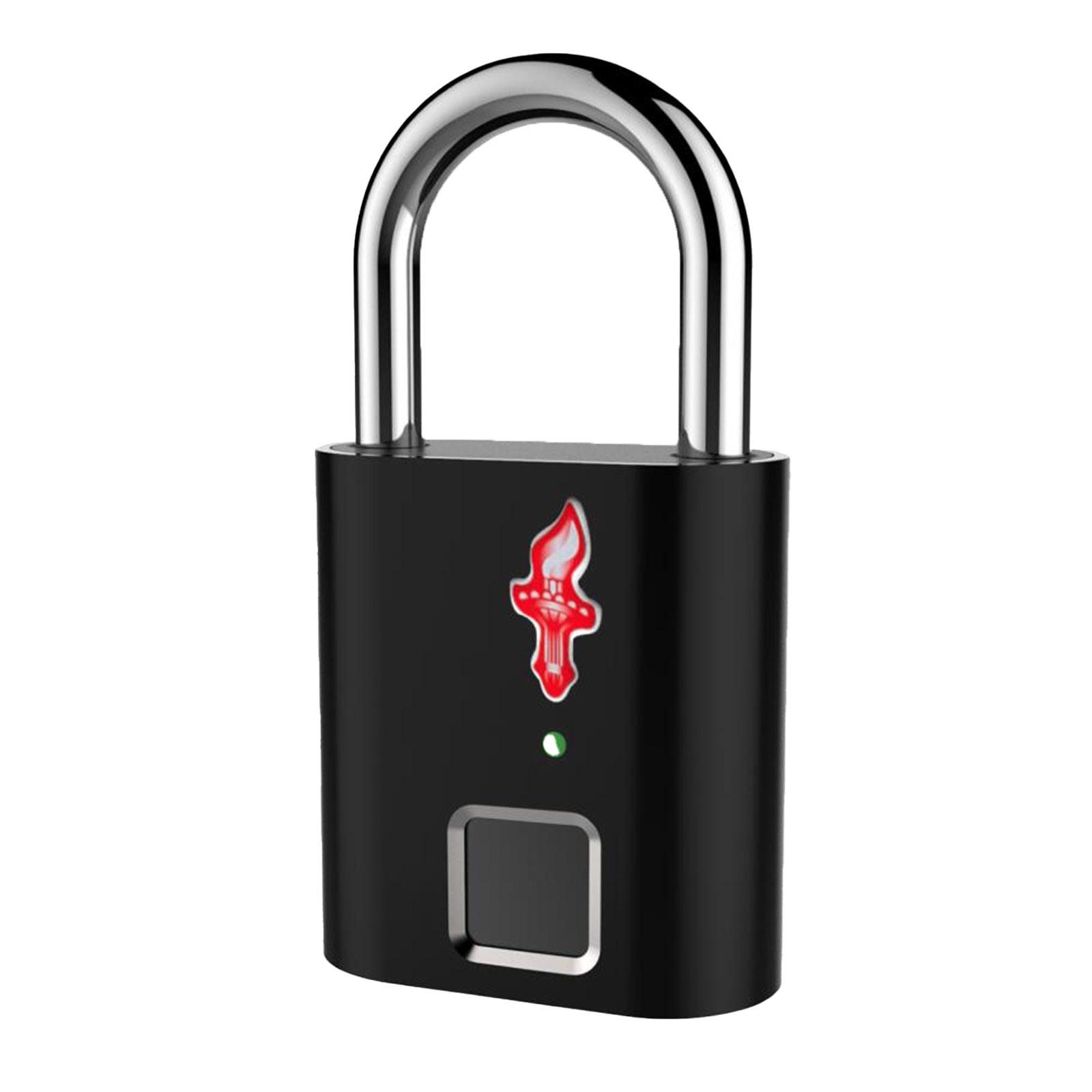 P16 Fingerprint Tsa Padlock Rechargeable Password Lock Smart Home Anti-theft Electronic Fingerprint Lock black#0