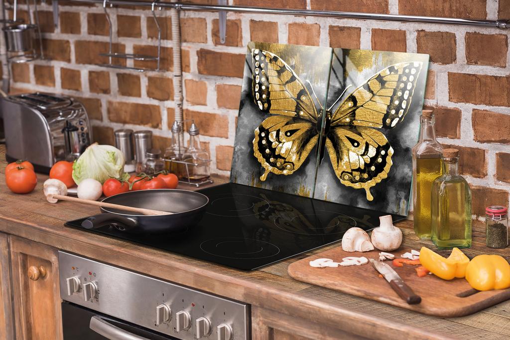 GLAS-SPRITZSCHUTZPLATTE FÜR DIE KÜCHE 2x35x52 SCHMETTERLING