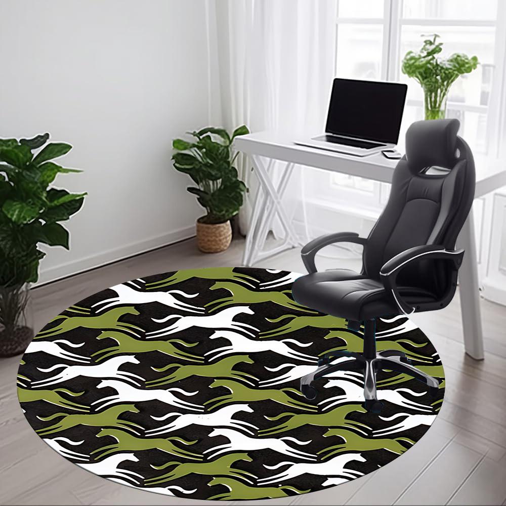 1pc Horse Camouflage Office Round Area Rug, Indoor Mat Suitable For Office, Under Office Chairs Bedroom Living Room Home Decor, Room Deco