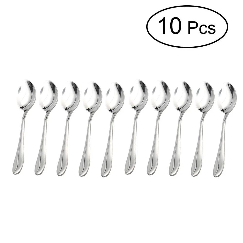 Stainless Steel Flatware Spoons 10-Pack Durable Multi-Use Tea Coffee Soup Ice Cream Pudding Oatmeal Dining Utensils