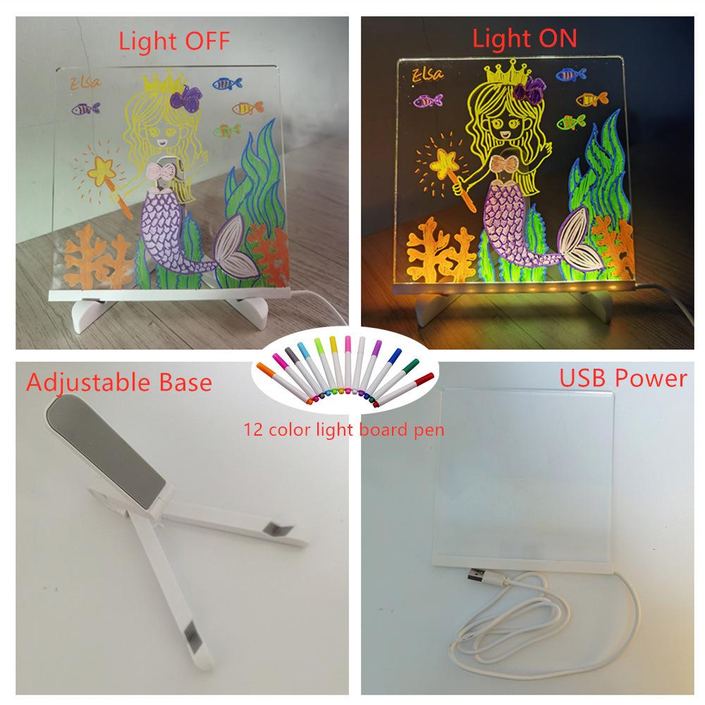 LED Drawing Board, Children's Light Board, Reusable Graffiti Board, Acrylic Writing Board, Educational Drawing Toys, Fluorescent Drawing Board