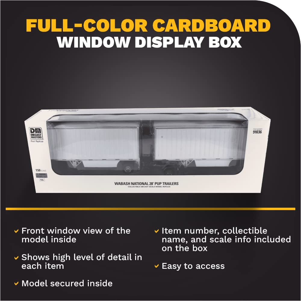 DIECAST MASTERS Wabash National 28F Pup-Anhänger Weiß Maßstabsmodell 91036 1/50