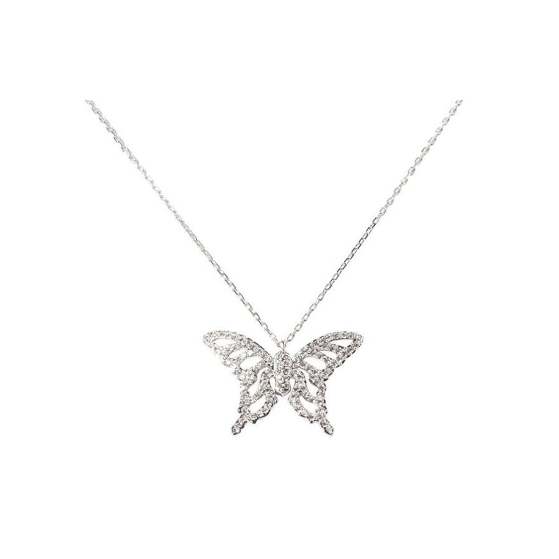 Swarovski Butterfly Pendant Necklace Women necklace Silver 1082378 Box (Random Color)