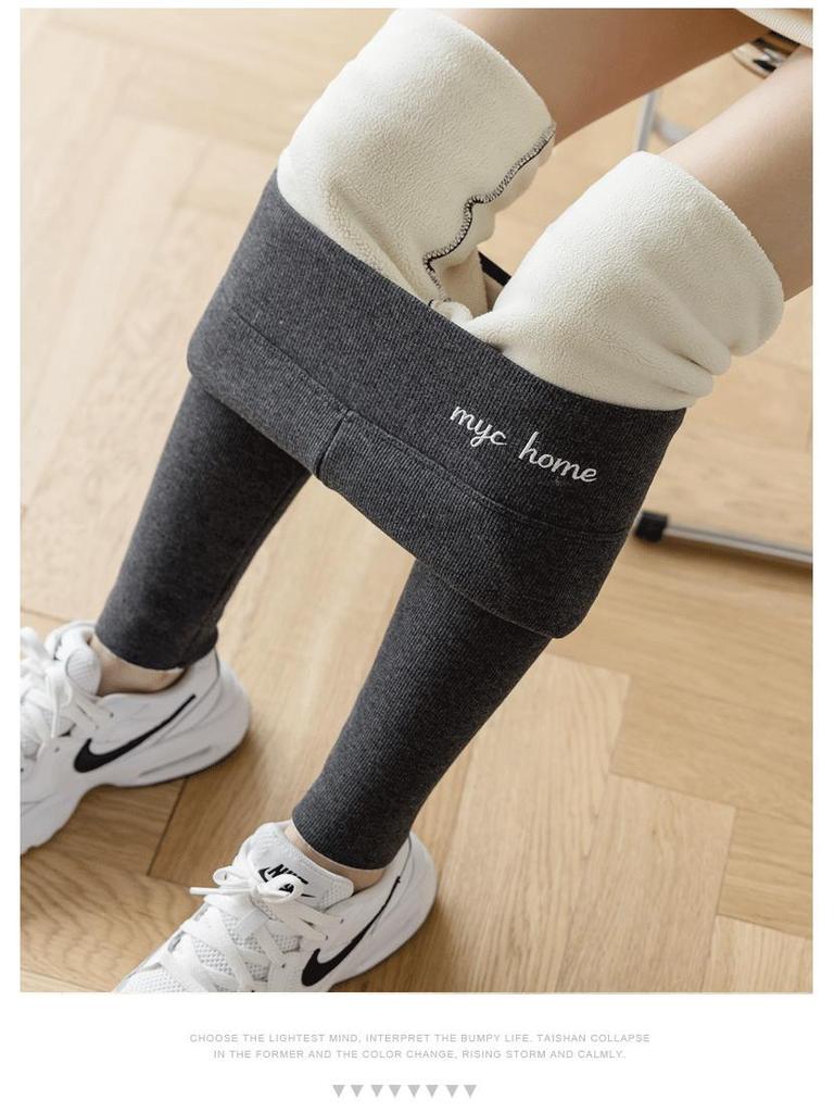 Damen Lammwoll-Leggings mit hohem Bund und Samtfutter - Warme, dicke, kältebeständige Winterhose