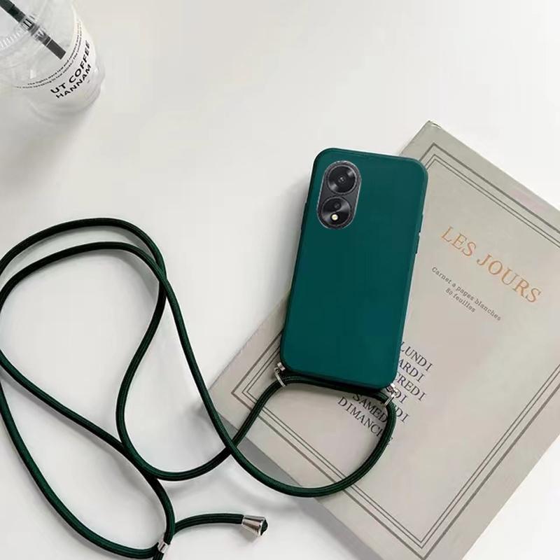 OPPO A 38 18 4G Cases Lanyard Crossbody Necklace Strap Cord Case For Oppo A18 4G A38 4G Liquid Silicone Candy Color Cover