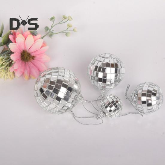Silverspegel Discokula Ornament Reflekterande Hängande Discokula Dekorationer för 70-tals Retro Fest Jul Födelsedagar Tillbehör