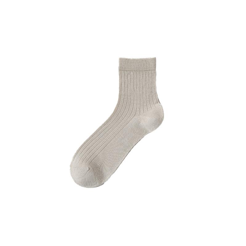 Men's Mulberry Silk Mid-calf Socks, Boneless Solid Color Casual Business Socks, Light and Breathable Mid-calf Socks for Spring and Summer
