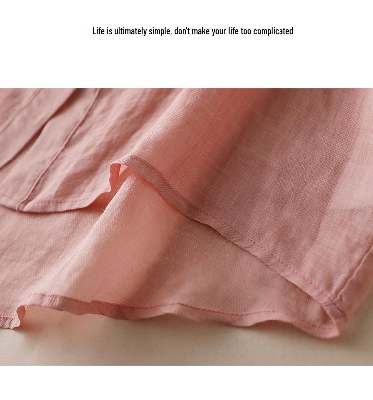 Dámský letní volný top z bavlny a lnu s lucernovými rukávy - Móda v západním stylu