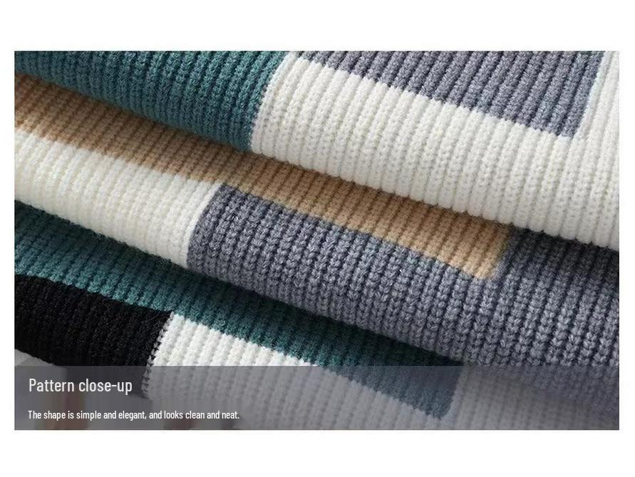 Men's Trendy Contrast Color Loose Knit Sweater - Warm Winter Base Layer
