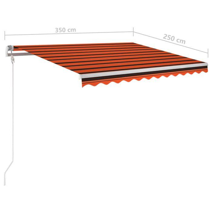VidaXL Auvent rétractable automatique poteaux 3,5x2,5 m Orange marron 3069930