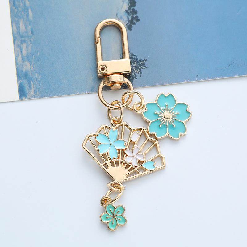 Cherry Blossom Fan Keychain: Heart-Shaped Best Friend Gift & Bag Accessory