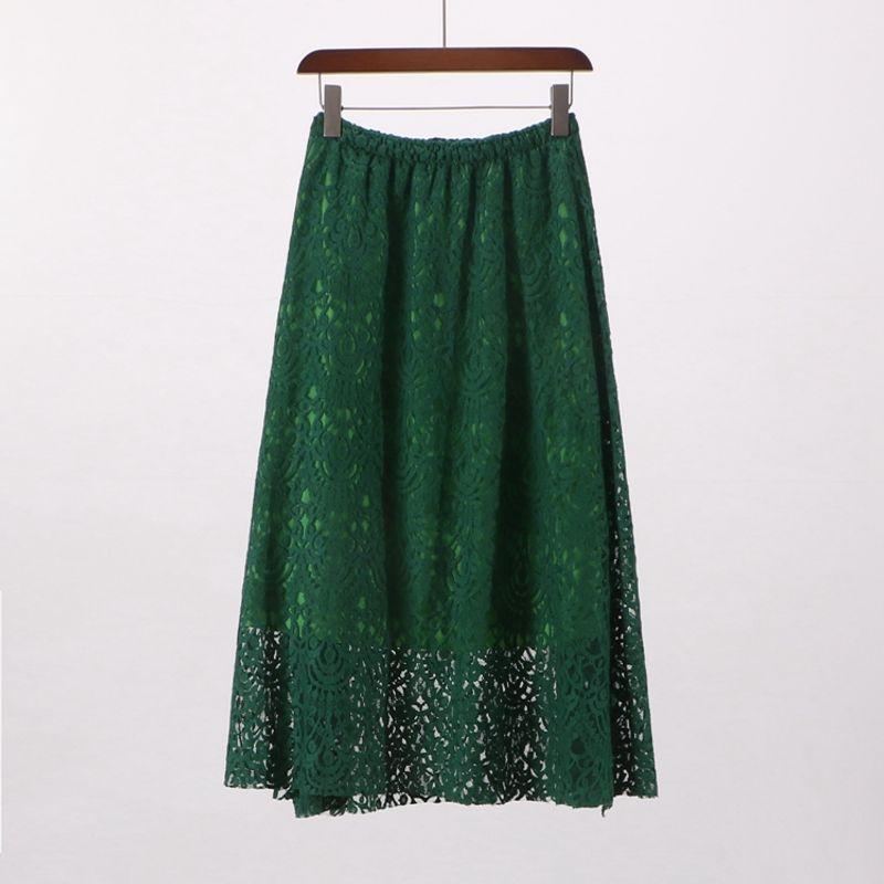 

Специальное предложение [WM] Скидка Pinshangtuan Модная женская весенняя эластичная талия Кружевная юбка А-силуэта Длинная юбка 0f096 Green All yards