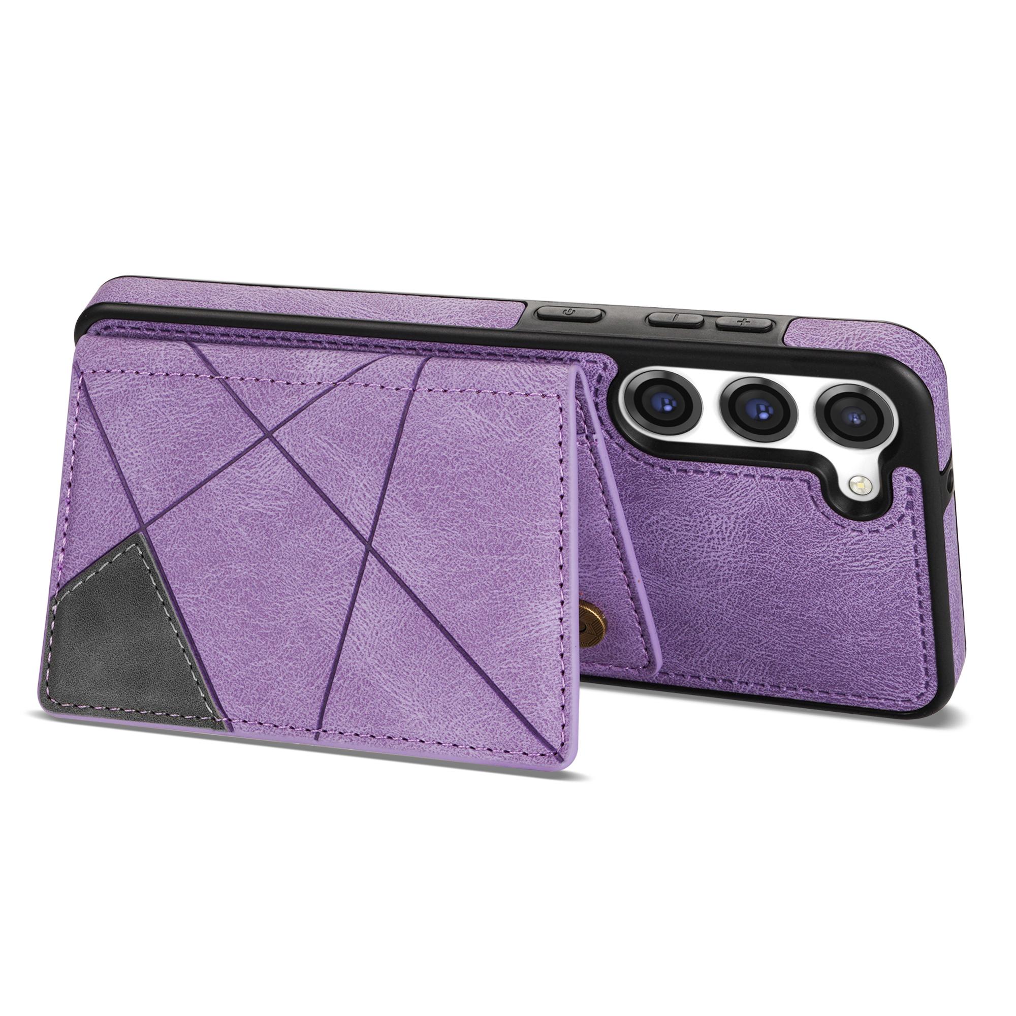 

For Samsung Galaxy S24+ Case PU Leather+TPU Card Slots Phone Cover Purple