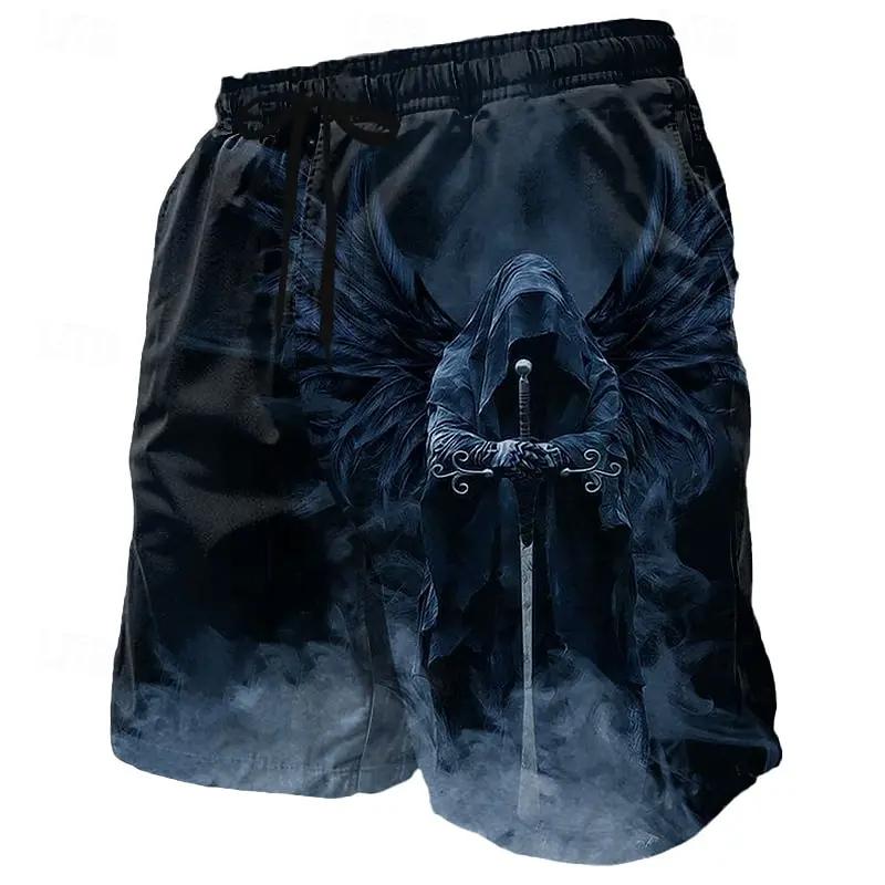 Angel God Knight Muay Thai Boxing Kickboxing Shorts 3D Print Fighting Training Unisex Men Women Quick Dry Fitness Gym Sport Workout Casual Streetwear