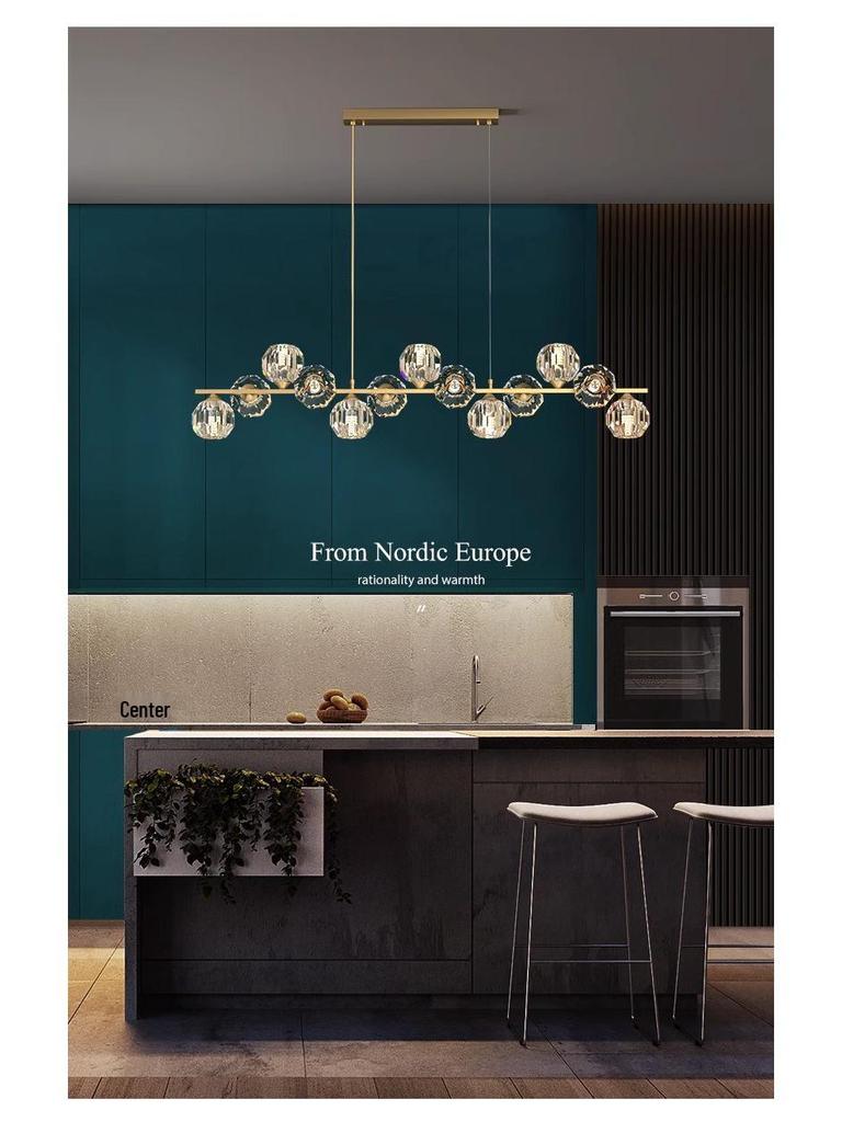 Nordic Luxury All-Copper Crystal Chandelier for Dining and Bar