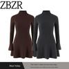 Za Export New Arrival Women's Clothing ZR Fashion Style Fashion Half Turtleneck Bell Sleeve Waist-Tight Slimming Knitted Dress