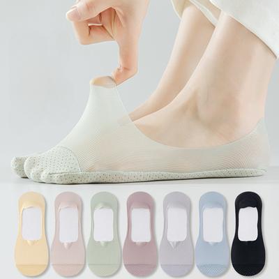 Ice Silk Sock Slippers Women Mesh Breathable Summer Invisible No Show Socks Solid Color Silicone Non-slip Low Cut Boat Socks Sox