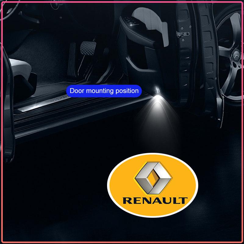 2 Pezzi Luci di Benvenuto per Portiera Auto Proiettore Logo LED Luci Ombra Fantasma Styling Per Renault Dacia Koleos Clio Laguna 2 Megane 2 3 Duster Logan Captur