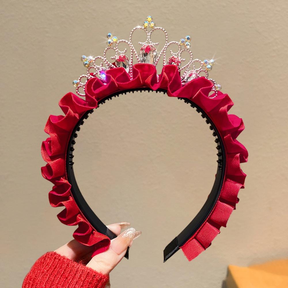 

Zircon New Year Headband Rhinestone New Year Red Head Wear Princess Crown Chinese Spring Festival Style 4