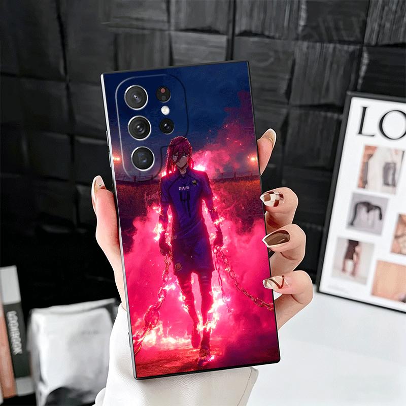 Blue L-Locks Chigiri Hyoma Soft Phone Case for Samsung Galaxy S26 S25 Edge S24 Ultra S23 Plus S22 S21 FE S20 Black Cover Back Sh