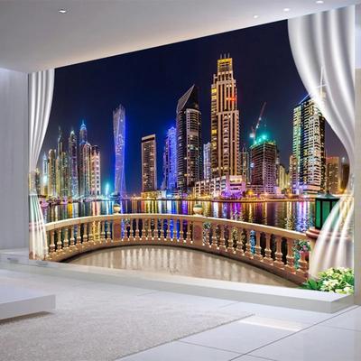 Photo Wallpaper 3d City Night Landscape Background Wall Mural Living Room Bedroom Home Decor
