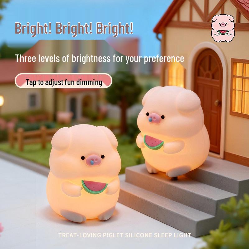 Gluttonous Pig Baby Night Light - Silicone Tap Lamp for Bedside Feeding and Sleep