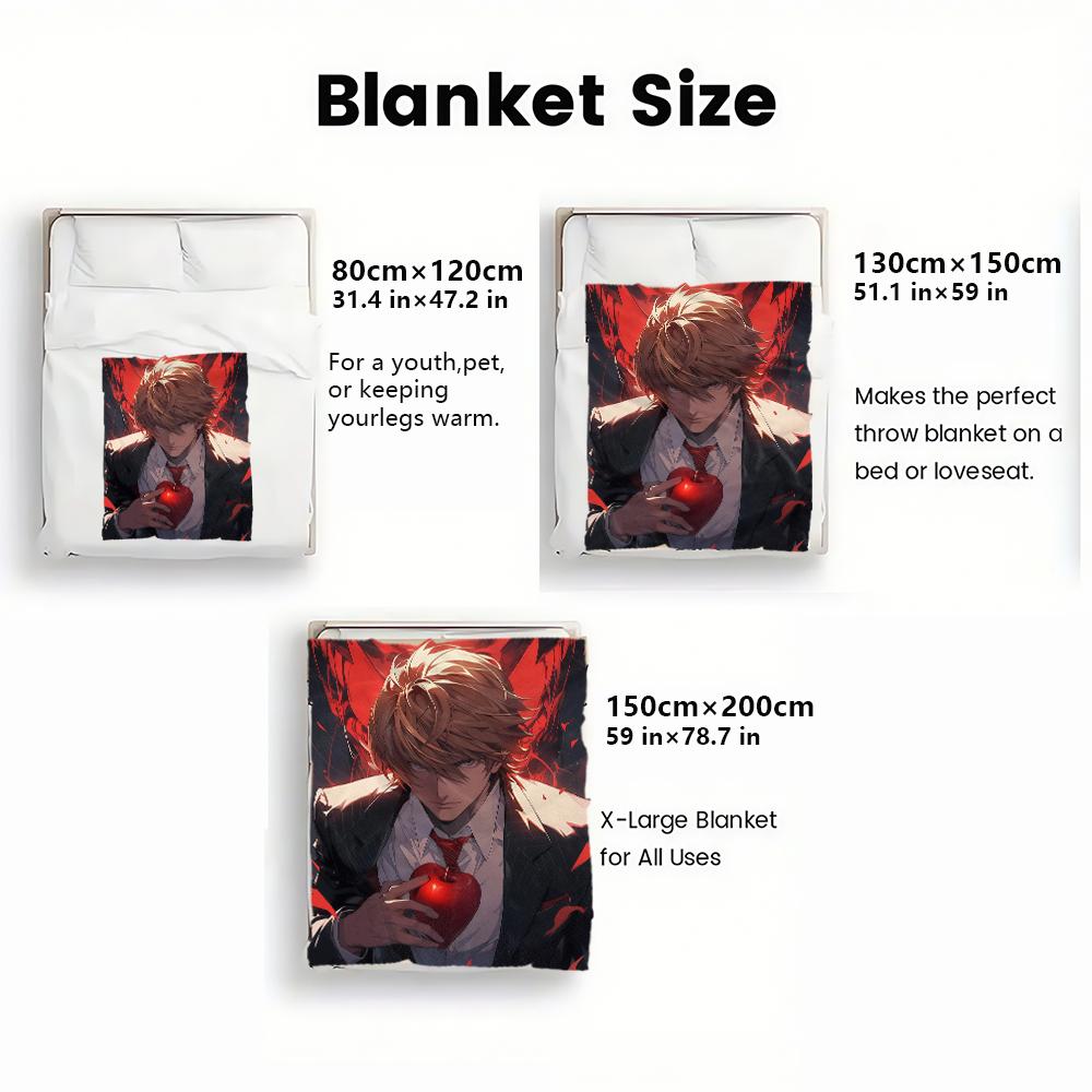 Light Yagami with Red Apple Print Thin Flannel Blanket for Living Room,Sofas Blankets,Lunch Break,blankets Fluffy Blanket