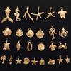 5pcs/Lot Gold Color Exquisite Sea Animal Charm Shell Tortoise Stainless Steel Pendants For Jewelry Making Supplies Beach Pendant