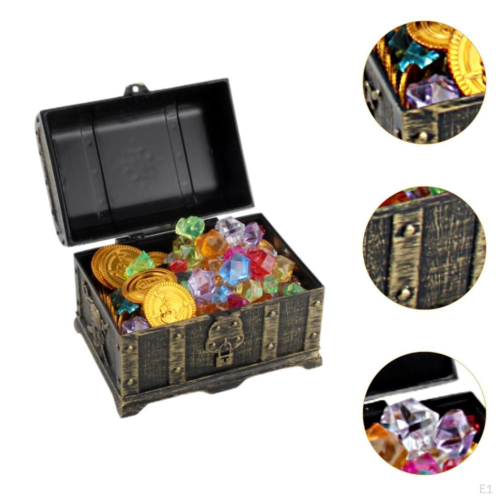 Kids Storage Pirate Treasure Chest Organizer Box with Jewelry Props Lock