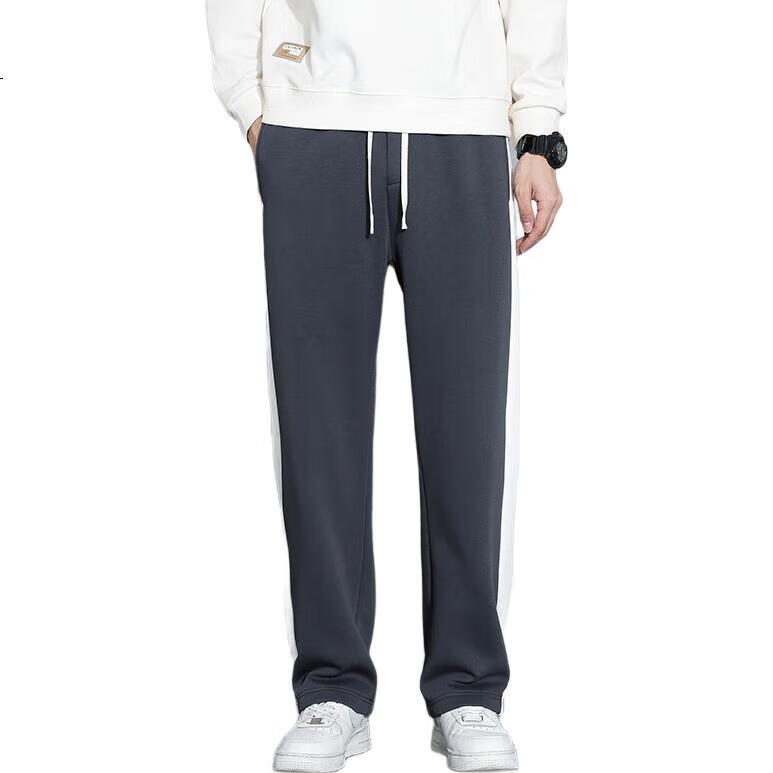 Foss Phil Men's Pants, Spring And Summer Loose Striped Casual Trousers, Draping Wide-Leg Straight Pants, Men's Clothing, 323 Dark Gray, XL