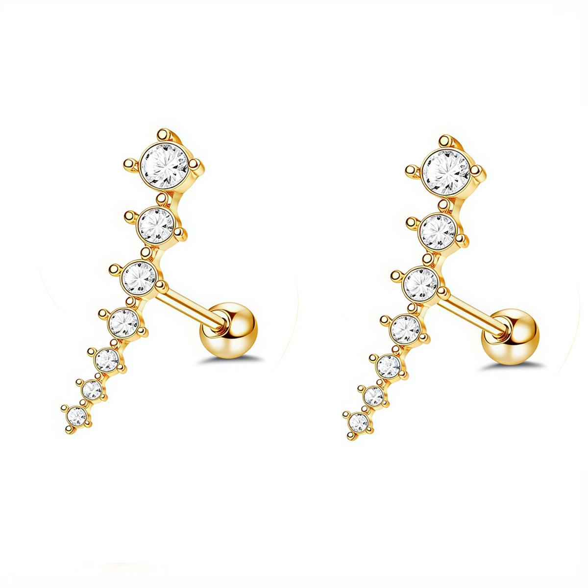 

2Pcs 16G Stainless Steel Screw Back Stud Earrings for Women,Cubic Zerconia Cartilage Conch Helix Ear Piercing Jewelry Golden