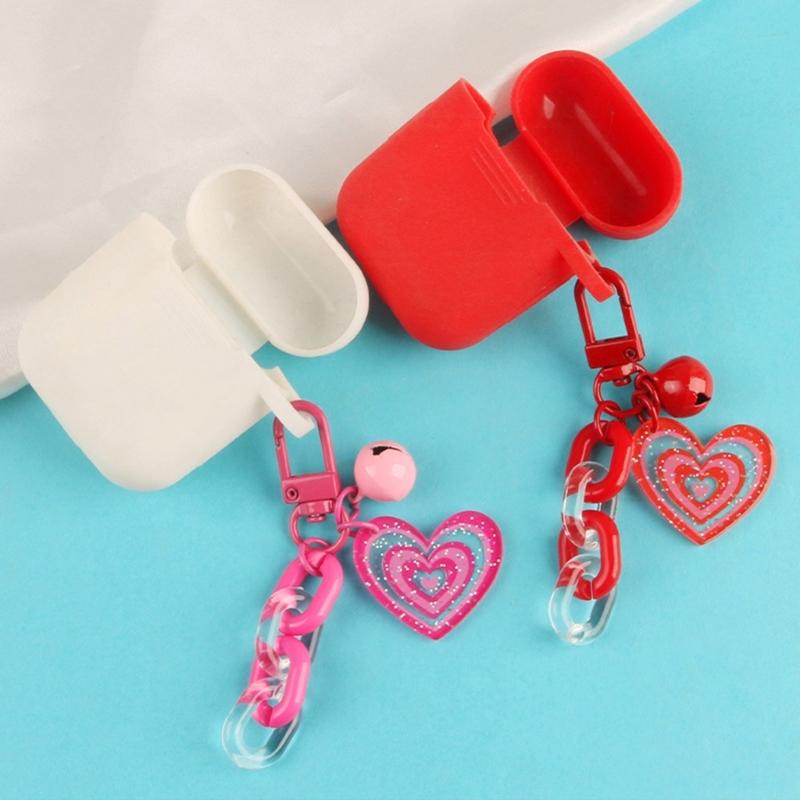 Sweet Acrylic Heart Pendant Keychain Link Chain Keyring for Purse,Handbag, Bag