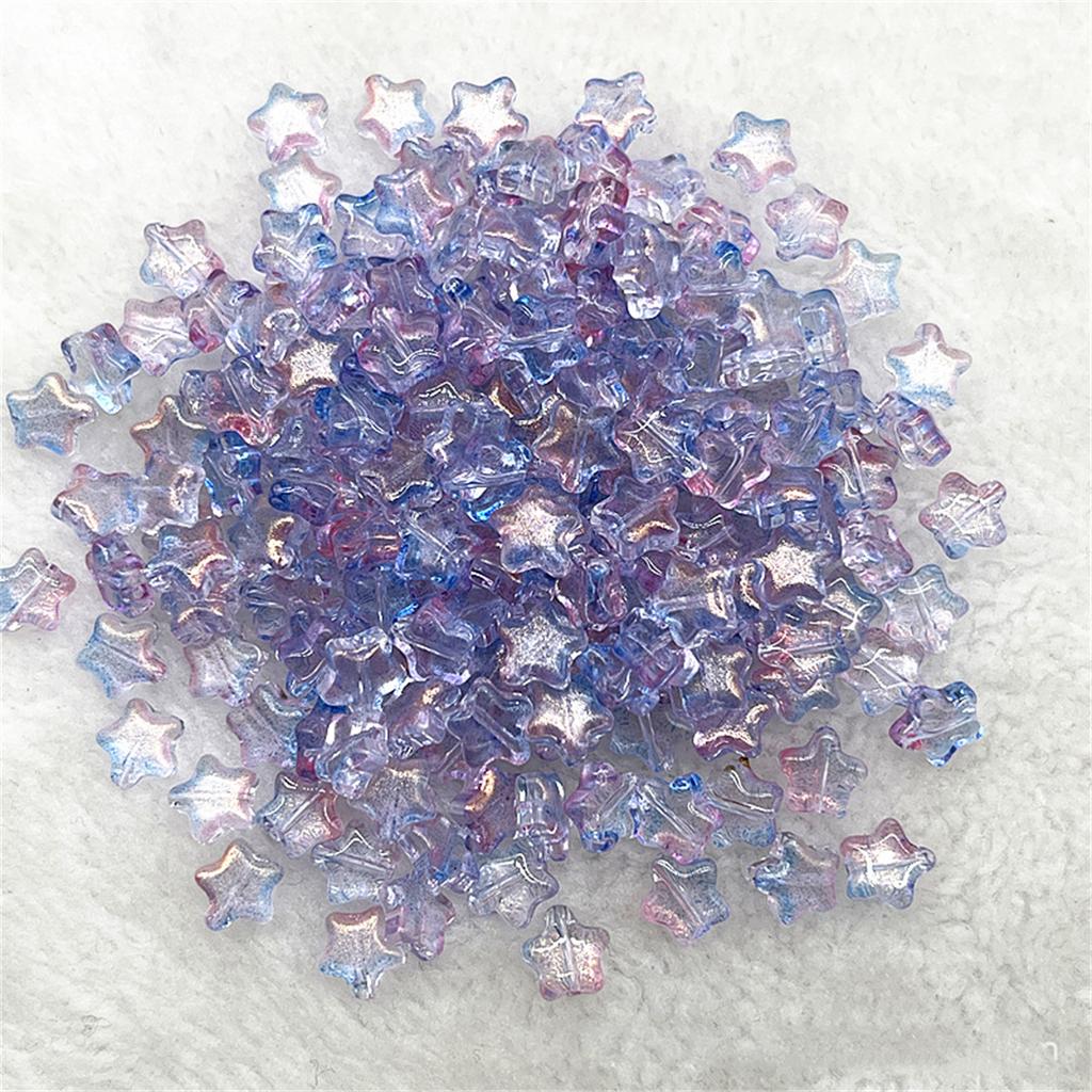 Colorful 30pcs 8mm Mini Polychrome Cute Gradient Five-pointed Star Glass Beads Loose Spacer Beads Jewelry Making DIY Handmade