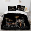 3D Drum Kit Music Instruments Comforter Bedding Set,Duvet Cover Bed Set Quilt Cover Pillowcase,King Queen Size Bedding Set Gift