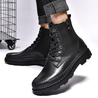 Men Casual Boots Classic Black Outdoor Boots High Quality Genuine Leather Boots for Men Thick Bottom Motorcycle Boot Male Botas