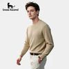 Men's Casual Crew Neck Long-Sleeve Wool-Blend Pullover Sweater
