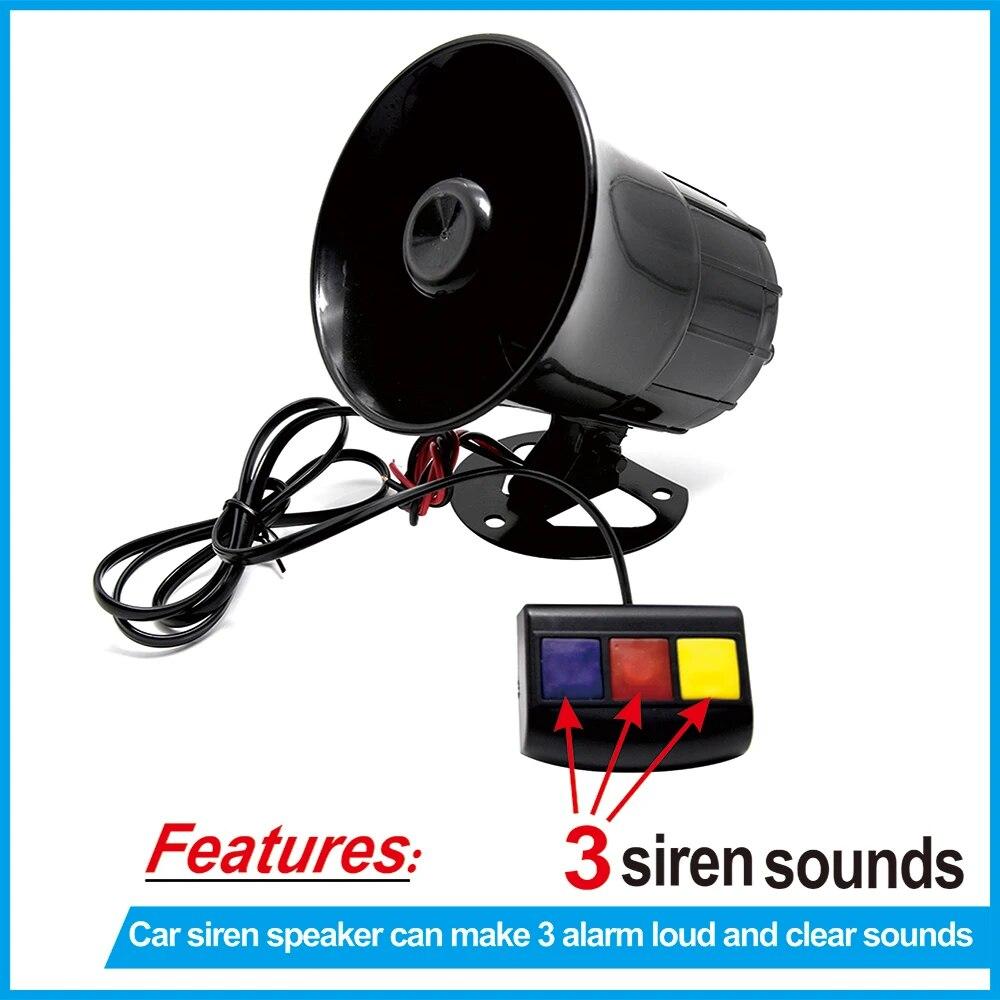 115dB 12V 3 Tone Sound Loud Car Horn Motorcycle Warning Alarm Police Fire Siren Horn Speaker Automotive Accessories Moto 20W