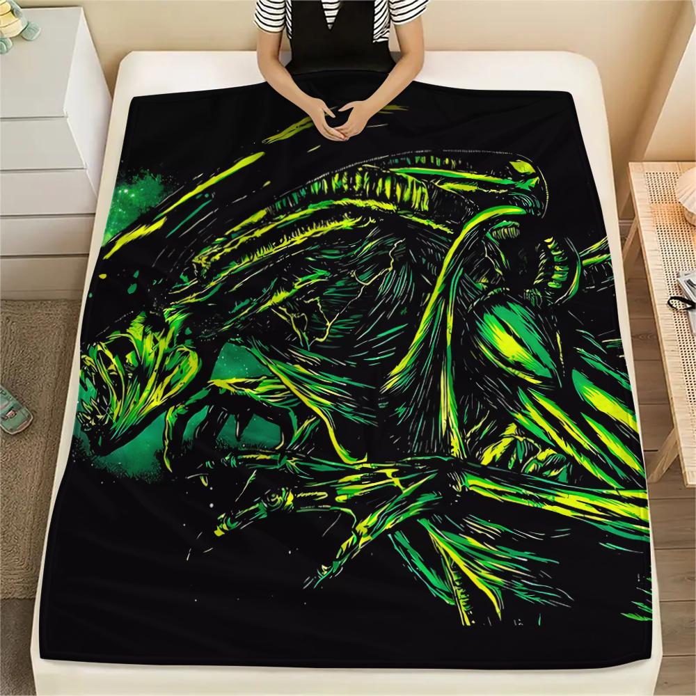 1PC Alien Print Flannel Blanket, High Quality All Seasons, Home Decor, Warmth and Comfort, Perfect for Christmas Gifts