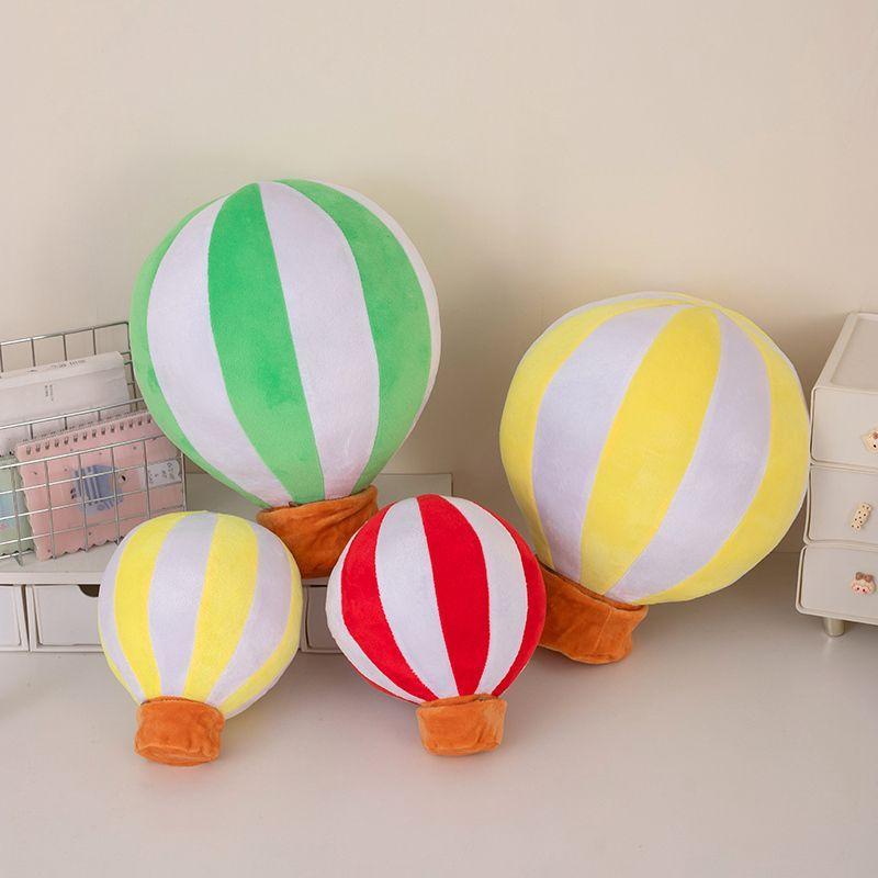 Cute Hot Air Balloon Plush Pillow Soft Stuffed Air Balloon Cushion Colorful Striped Fluffy Toy For Kids Room Nursery Decoration