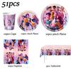 KPOP Demon Hunters Celebration Favors Tableware Collection Birth Date Celebration Balloons Board Banner Decor Girls Infant Shower Xmas Supplies