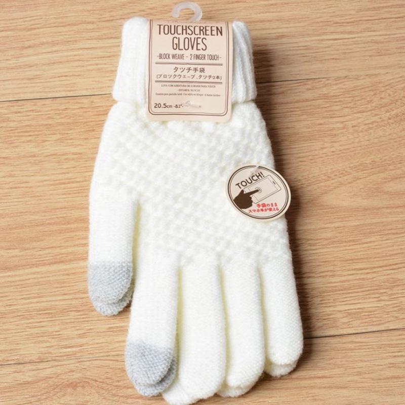 Winter Touch Screen Gloves Women Men Warm Stretch Knit Mittens Imitation Wool Full Finger Guantes Female Crochet Thicken