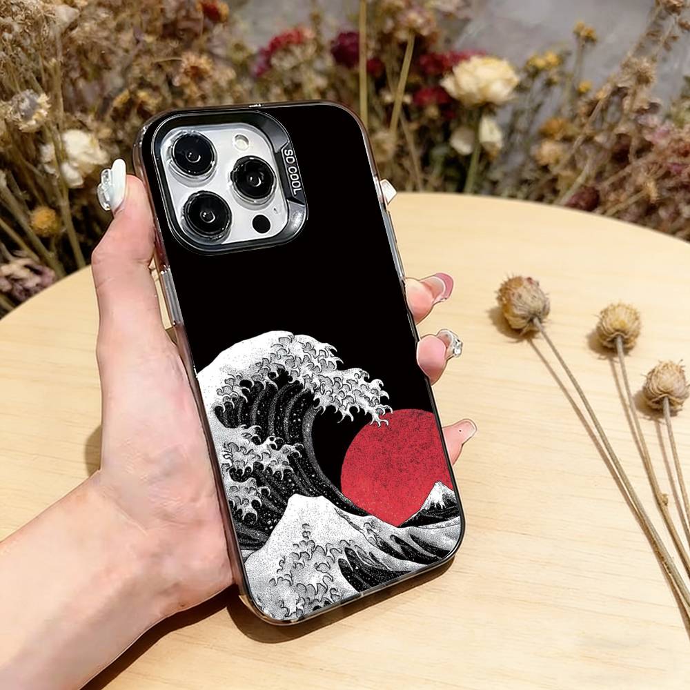 The Great Wave Off Kanagawa Phone Case For iPhone 17,16,15,14,13,12,11 Plus,Pro Max,XS,Colorful Silver Phone Case Funda Cover