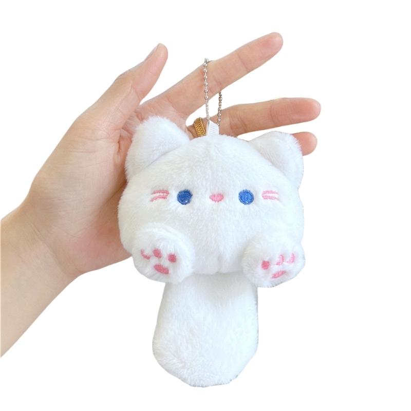 Cute Plush Cats Keychain Creative Animal Pendant Detachable Pendant Car Key Chain Backpack Pendant with Metal Keyring