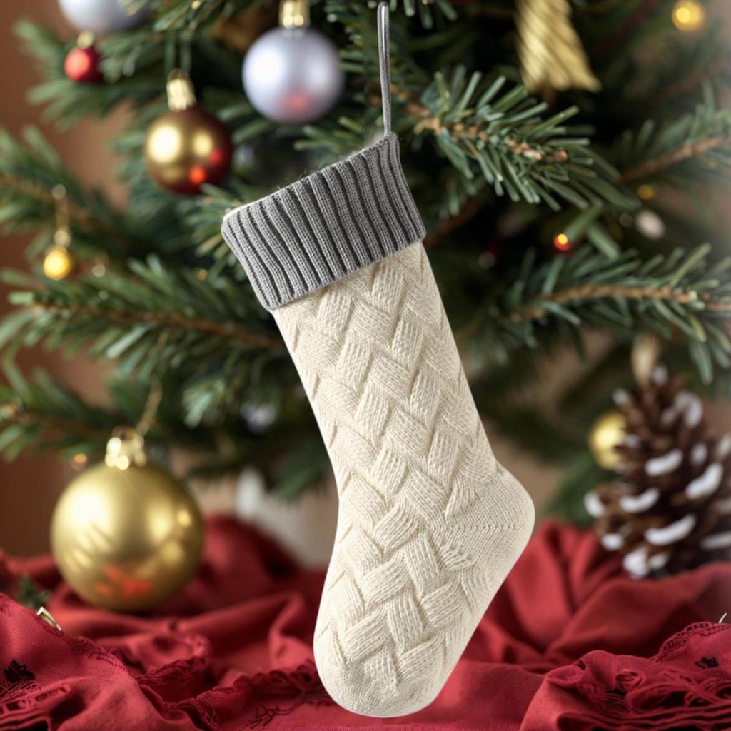 Christmas Stockings 18 Inch Knitted Stockings Christmas Decor Embroidery Home Decor Party Decorations For Window Living Room