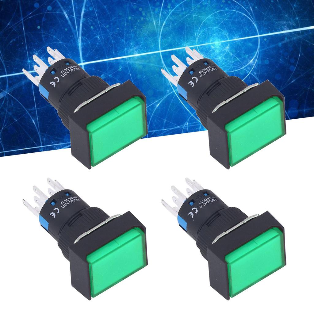 25Pcs Push Button ABS Brass Self Locking es with Light 16mm 12V